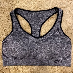 (Free!*) C9 by Champion Racerback Sports Bra - Black & Grey Heather